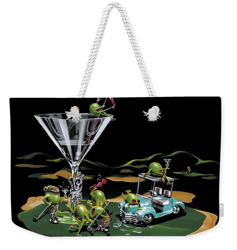 Golf Weekender Tote Bag featuring the painting 19th Hole by Michael Godard