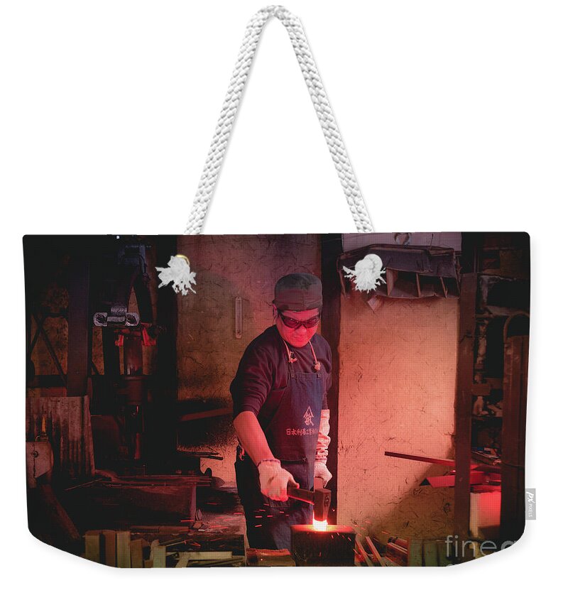 Blacksmith Weekender Tote Bag featuring the photograph 4th Generation Blacksmith, Miki City Japan by Perry Rodriguez