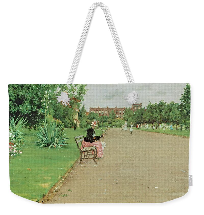 William Merritt Chase Weekender Tote Bag featuring the photograph A City Park #1 by William Merritt Chase