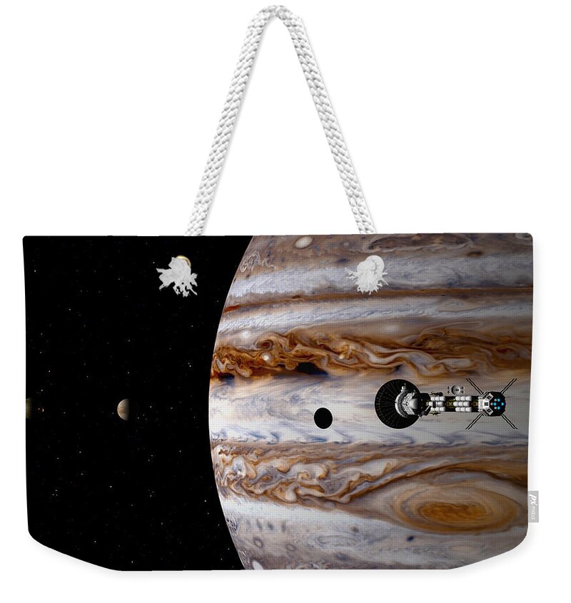 Spaceship Weekender Tote Bag featuring the digital art A sense of scale #2 by David Robinson