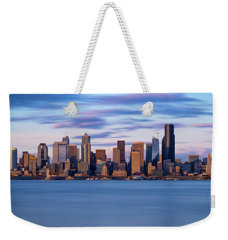 Sunset Weekender Tote Bag featuring the photograph Almost Sunset in Seattle #1 by Ken Stanback