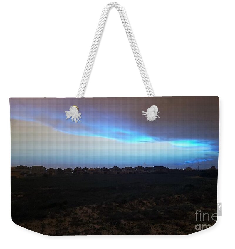 Blue Weekender Tote Bag featuring the photograph Alternate Sunset Blue by Rachel Hannah