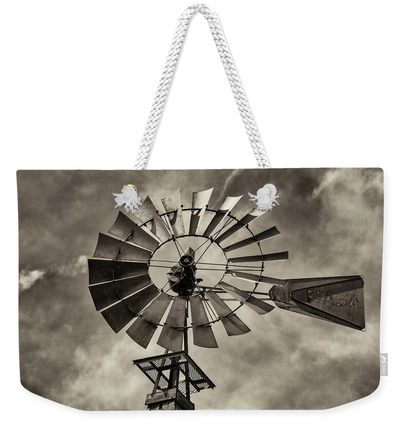 Windmill Weekender Tote Bag featuring the photograph Anticipation - Sepia by Stephen Stookey