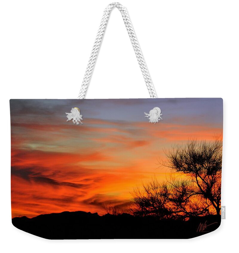  Weekender Tote Bag featuring the photograph Arizona Fire in the Sky #1 by Mark Valentine
