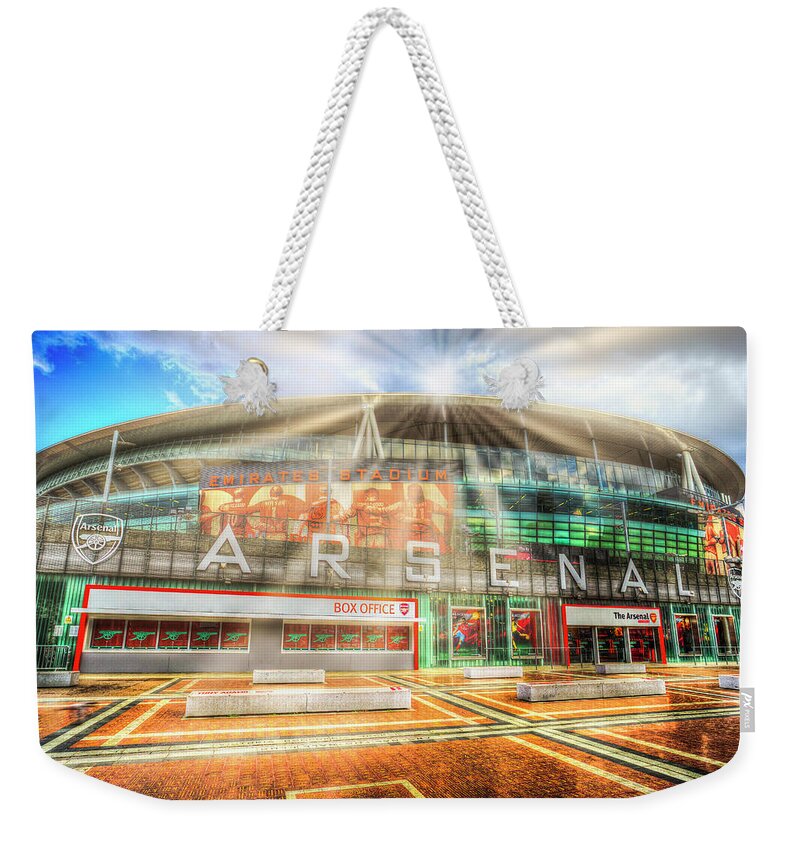  Sun Weekender Tote Bag featuring the photograph Arsenal Football Club Emirates Stadium #1 by David Pyatt