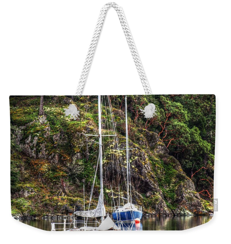 2010 Weekender Tote Bag featuring the photograph At Anchor #1 by Randy Hall