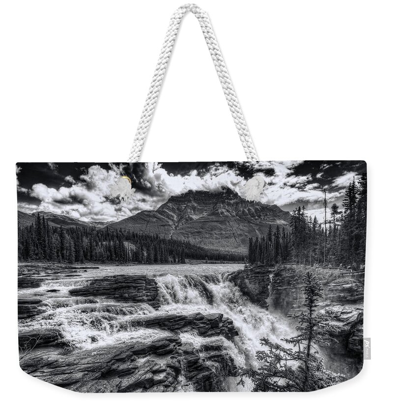 Athabasca Weekender Tote Bag featuring the photograph Athabasca Falls #1 by Wayne Sherriff