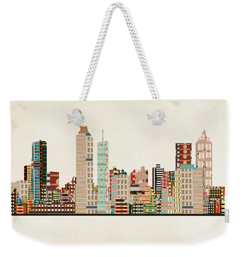 Atlanta Weekender Tote Bag featuring the painting Atlanta Georgia Skyline by Bri Buckley
