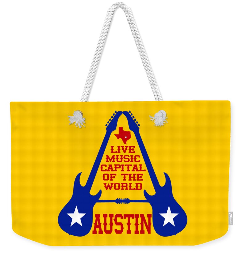 Austin Weekender Tote Bag featuring the digital art Austin Live Music Capital of the World #1 by David G Paul