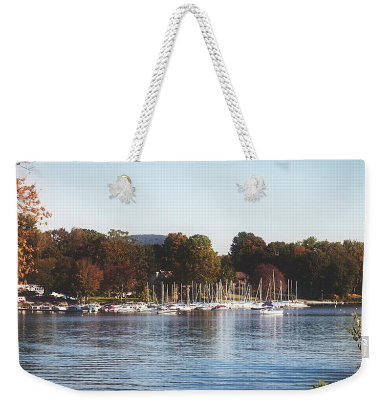 Lake Candlewood Weekender Tote Bag featuring the photograph Autumn Along Lake Candlewood - Connecticut #1 by Mountain Dreams