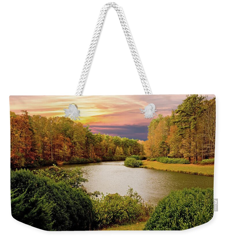Autumn Weekender Tote Bag featuring the photograph Autumn Lake #1 by Darryl Brooks