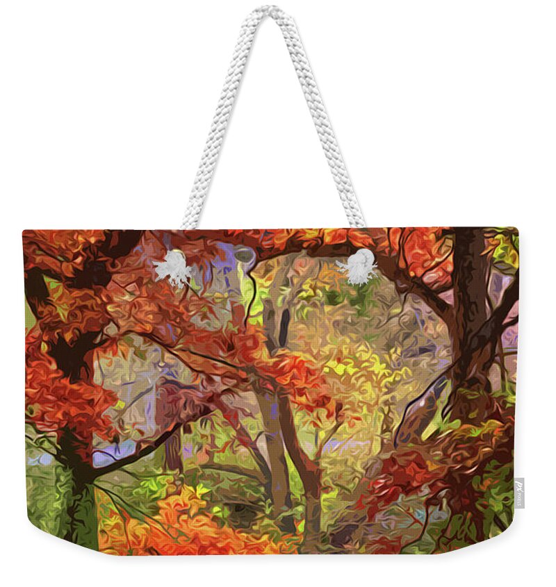 Autumn Weekender Tote Bag featuring the painting Autumnal View #1 by AM FineArtPrints