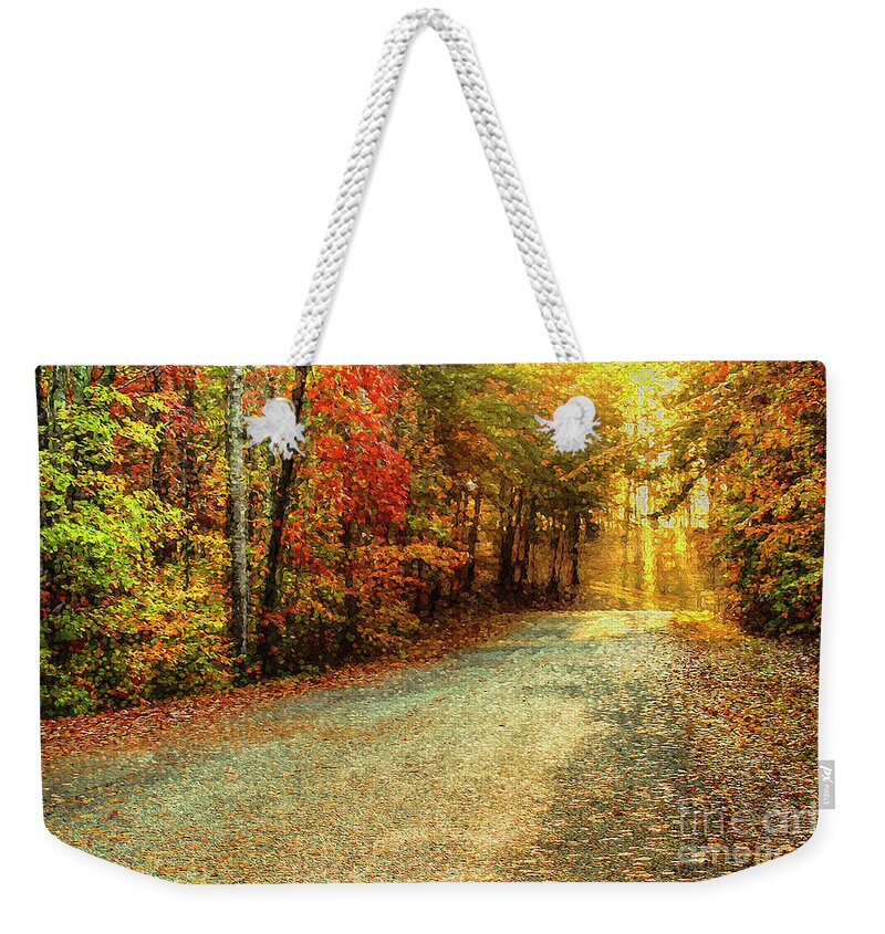Autumn Path Weekender Tote Bag featuring the photograph Autumns Path #1 by Darren Fisher
