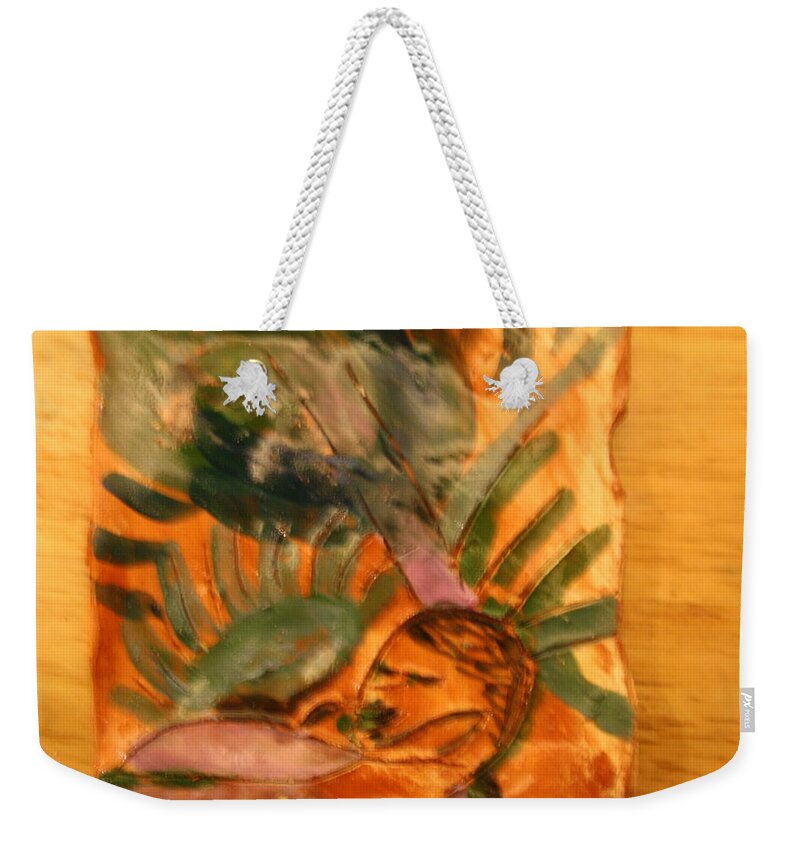 Jesus Weekender Tote Bag featuring the ceramic art Babe - tile #1 by Gloria Ssali