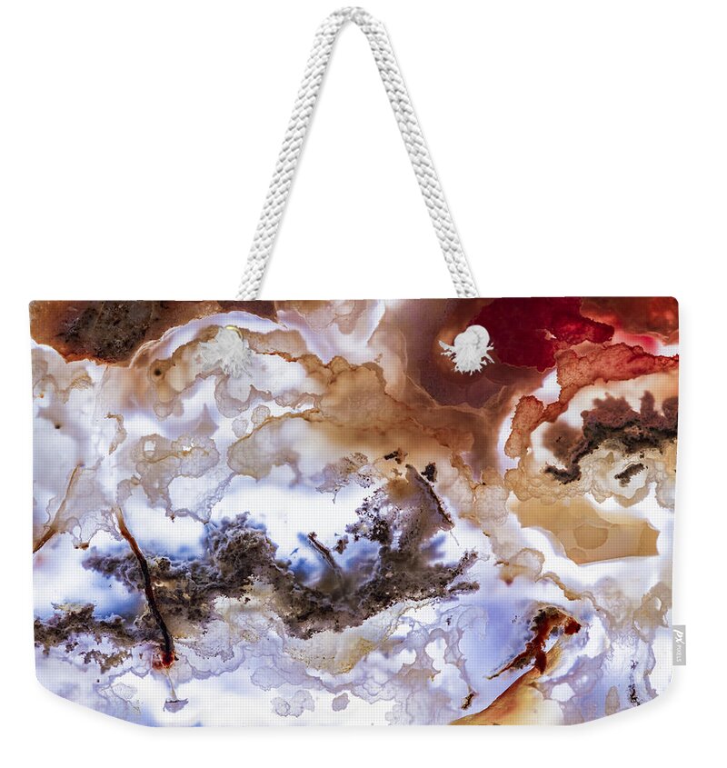 Rock Weekender Tote Bag featuring the photograph Backlit Agate #1 by Jean Noren