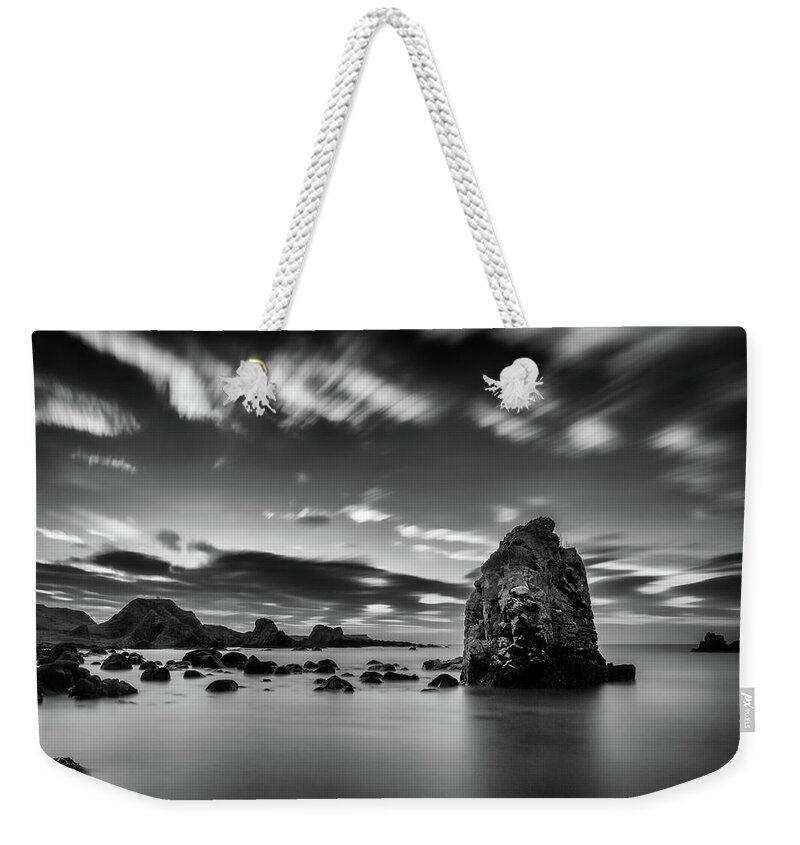 Ballintoy Weekender Tote Bag featuring the photograph Ballintoy Sea Stack #1 by Nigel R Bell