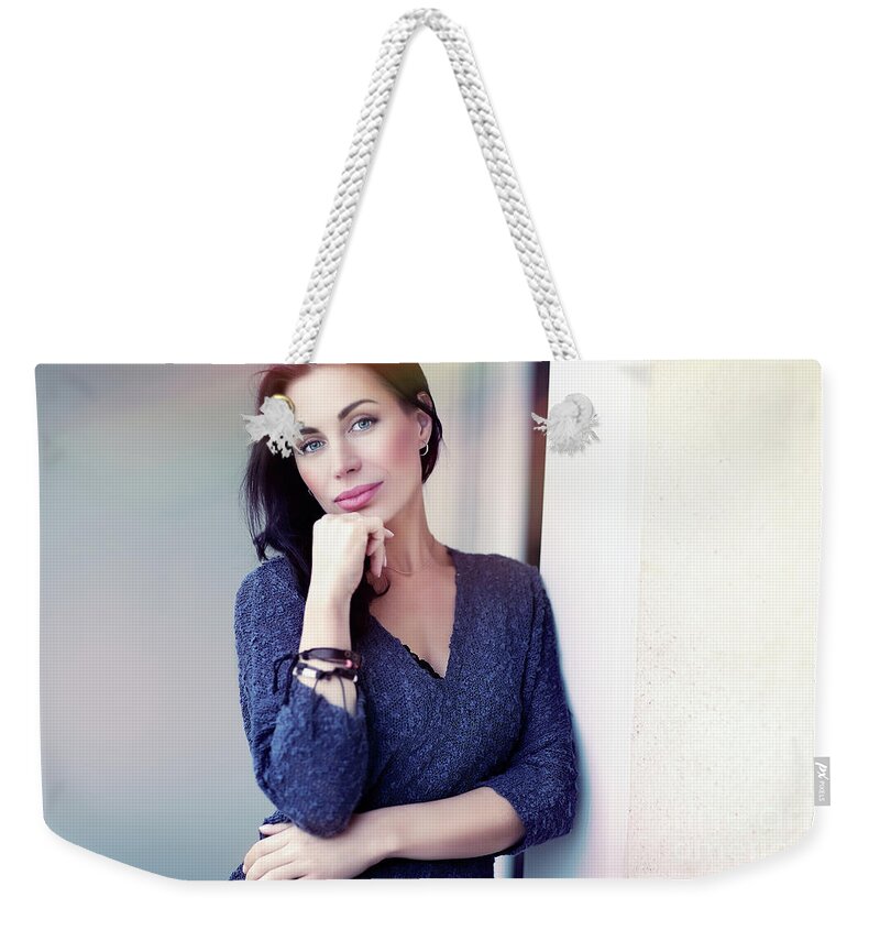 Adult Weekender Tote Bag featuring the photograph Beautiful woman outdoors #1 by Anna Om