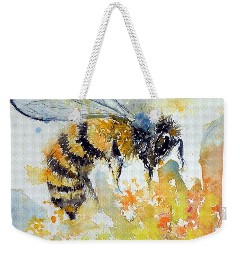 Bee Weekender Tote Bag featuring the painting Bee #4 by Kovacs Anna Brigitta