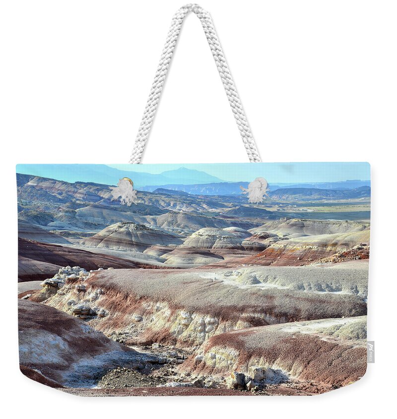 Capitol Reef National Park Weekender Tote Bag featuring the photograph Bentonite Clay Dunes in Cathedral Valley #1 by Ray Mathis