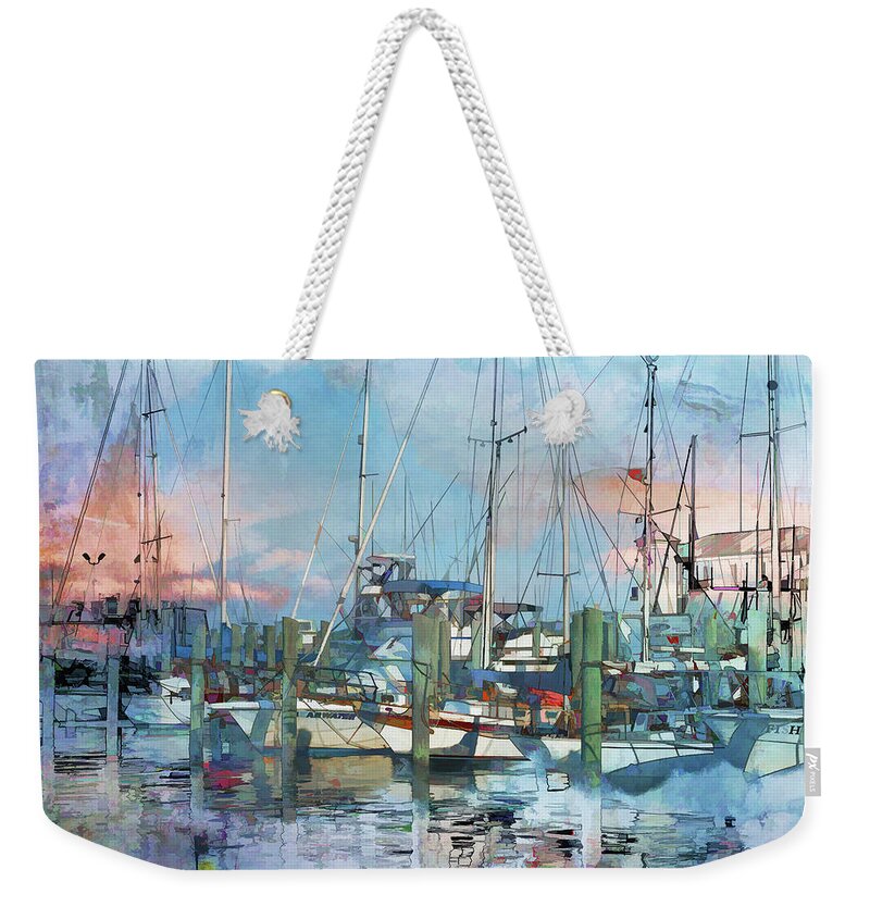 Biloxi Weekender Tote Bag featuring the digital art Biloxi Harbor #1 by Don Schiffner