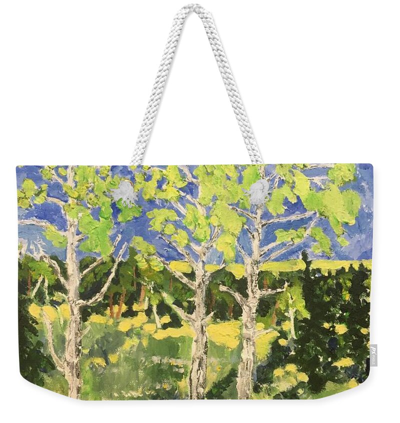 Plein Air Weekender Tote Bag featuring the painting Birch #1 by Rodger Ellingson