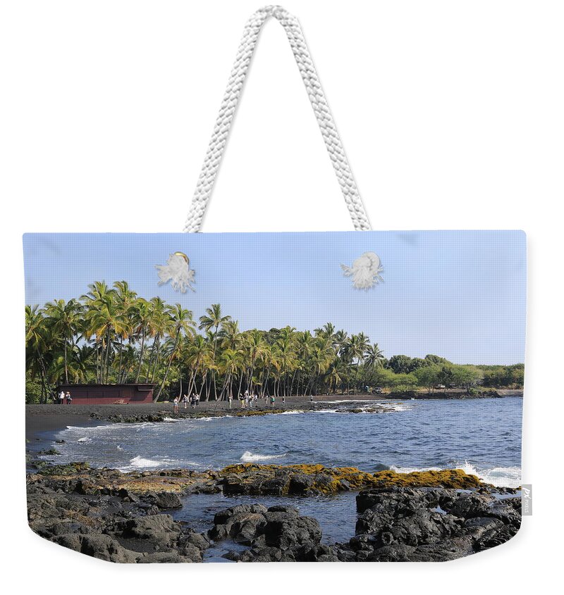 Black Sand Weekender Tote Bag featuring the photograph Black Sand Beach #1 by Melvin Busch