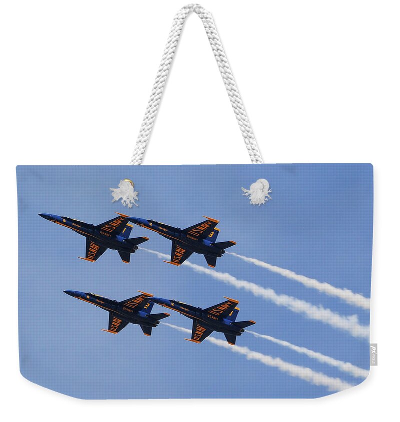  Weekender Tote Bag featuring the photograph Blue Angels #2 by Jim Figgins