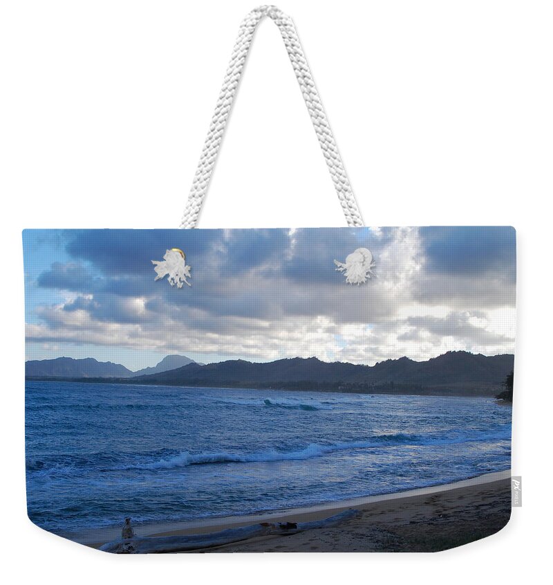 Kauai Weekender Tote Bag featuring the photograph Blue Kauai Coast #1 by Amy Fose