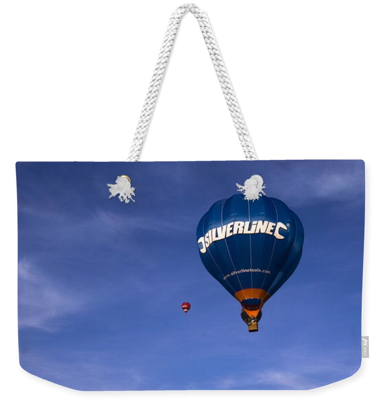 Balloon Fiesta Weekender Tote Bag featuring the photograph Blue Skies #1 by Ang El