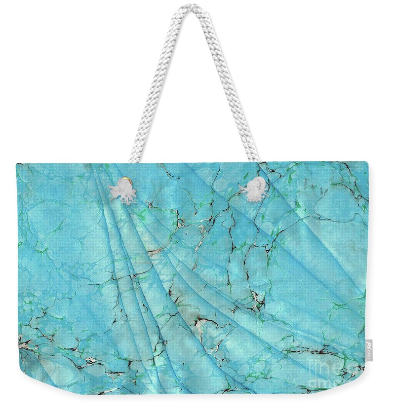 Water Marbling Weekender Tote Bag featuring the painting Blue Wave #2 by Daniela Easter