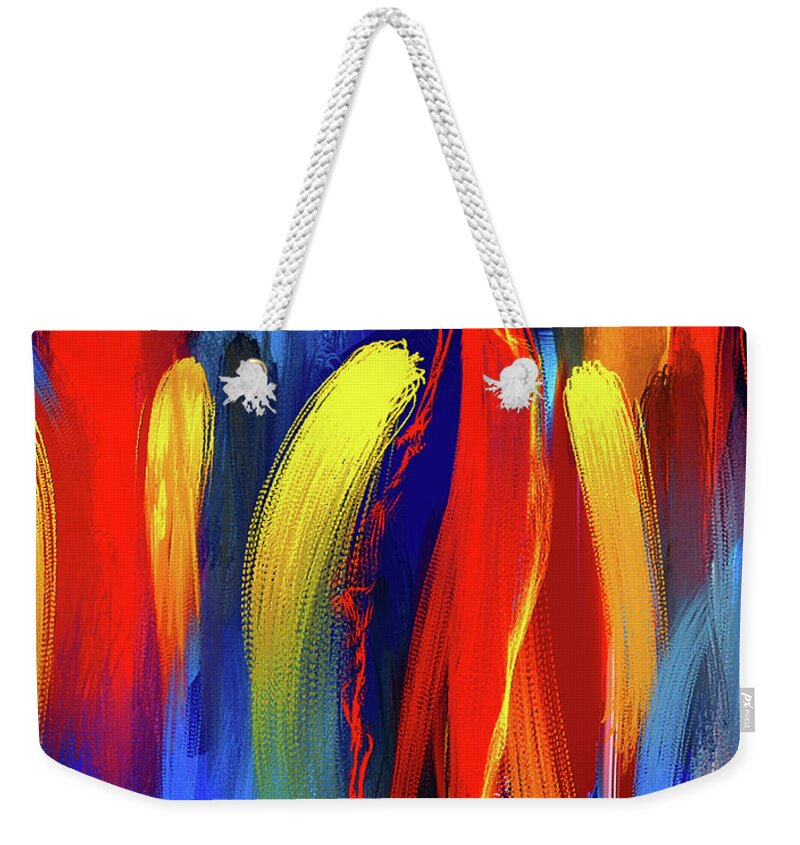 Bold Abstract Art Weekender Tote Bag featuring the painting Be Bold - Primary Colors Abstract Art by Lourry Legarde