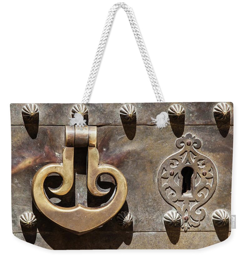 David Letts Weekender Tote Bag featuring the photograph Brass Door Knocker by David Letts