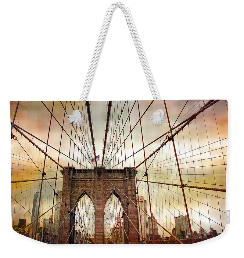 Bridge Weekender Tote Bag featuring the photograph Brooklyn Bridge Approach #1 by Jessica Jenney