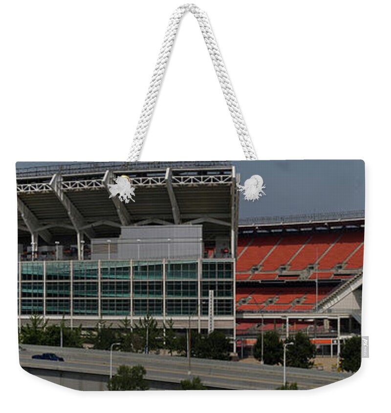 Cleveland Weekender Tote Bag featuring the photograph Browns Stadium #1 by Stewart Helberg
