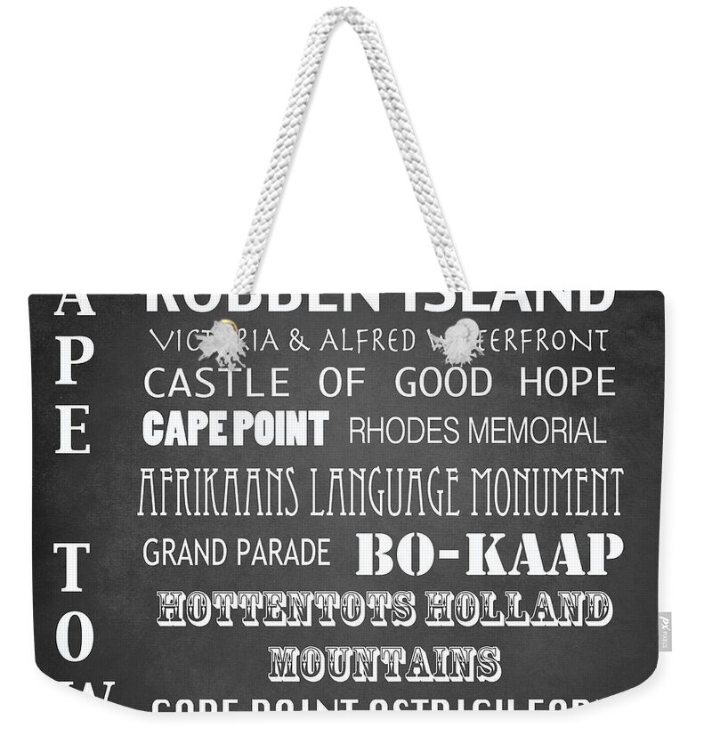 Cape Town Famous Landmarks Weekender Tote Bag featuring the digital art Cape Town Famous Landmarks #1 by Patricia Lintner