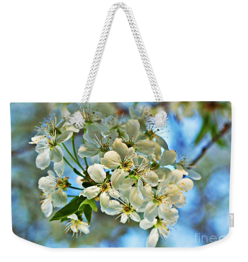 Spring Weekender Tote Bag featuring the photograph Cherry Tree Flowers #2 by Amalia Suruceanu