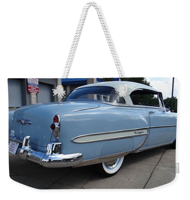 Chevrolet Bel Air Weekender Tote Bag featuring the photograph Chevrolet Bel Air #1 by Jackie Russo