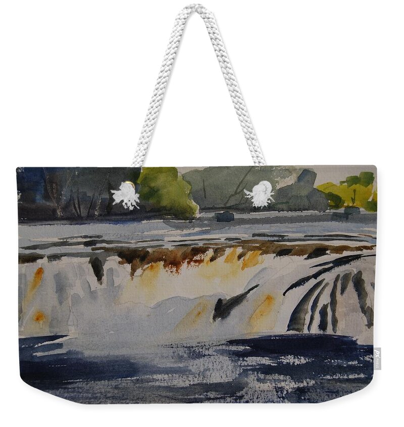 Waterfall Close Up Weekender Tote Bag featuring the painting Cohoes Falls Study 2 #1 by Len Stomski