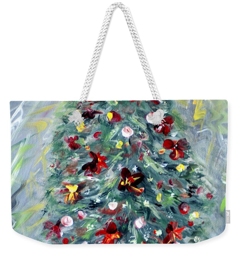 Best Offer On Original Art Weekender Tote Bag featuring the painting Christmas Tree. Green by Oksana Semenchenko