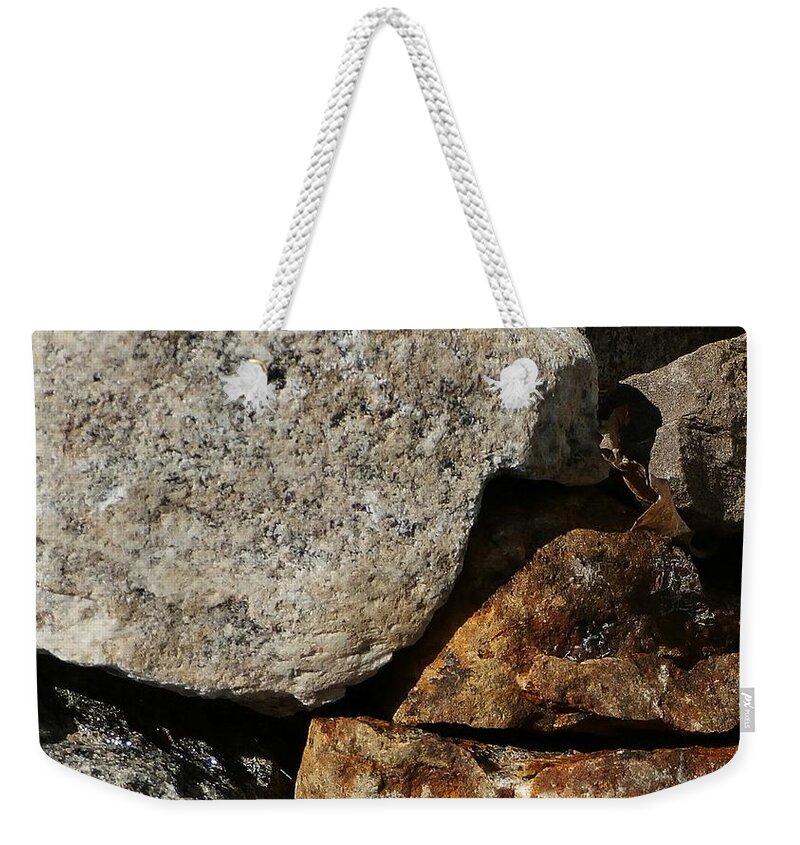 River Weekender Tote Bag featuring the photograph Connecticut stones #1 by Wolfgang Schweizer