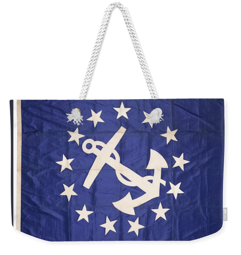 Flags From J.p. Morgan's Steam Yacht(s) Corsair 3 Weekender Tote Bag featuring the painting Corsair by MotionAge Designs