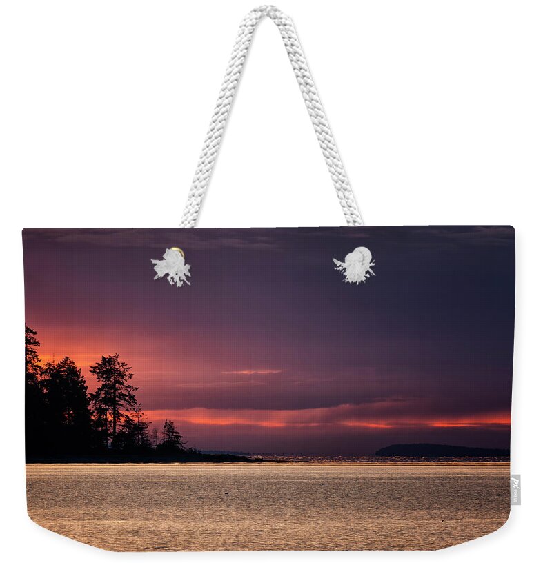 Rathtrevor Park Weekender Tote Bag featuring the photograph Craig Bay Sunset #1 by Randy Hall