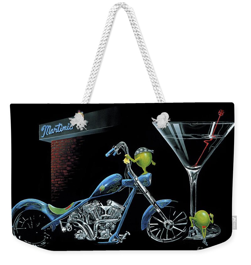 Chopper Weekender Tote Bag featuring the painting Custom Martini by Michael Godard