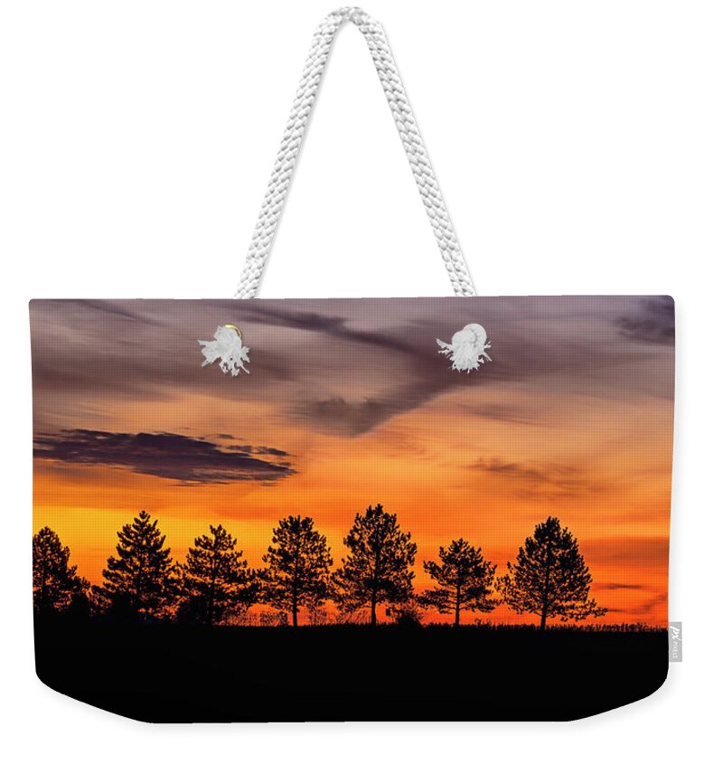 Morning Sun Rise Weekender Tote Bag featuring the photograph Day Break #1 by Peg Runyan