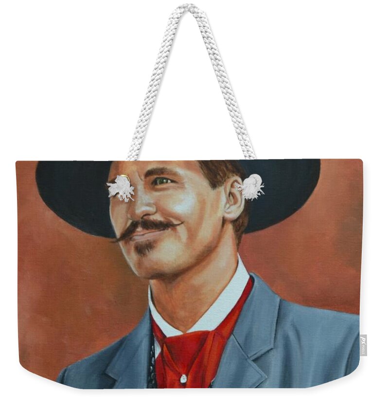Doc Holiday Weekender Tote Bag featuring the painting Doc Holiday by Mary Rogers