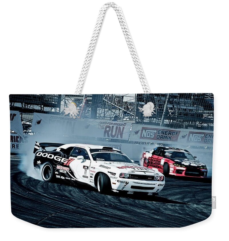 Dodge Challenger Srt Weekender Tote Bag featuring the photograph Dodge Challenger Srt #1 by Jackie Russo