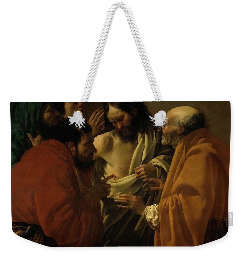 Doubting Thomas Weekender Tote Bag featuring the painting Doubting Thomas by Troy Caperton