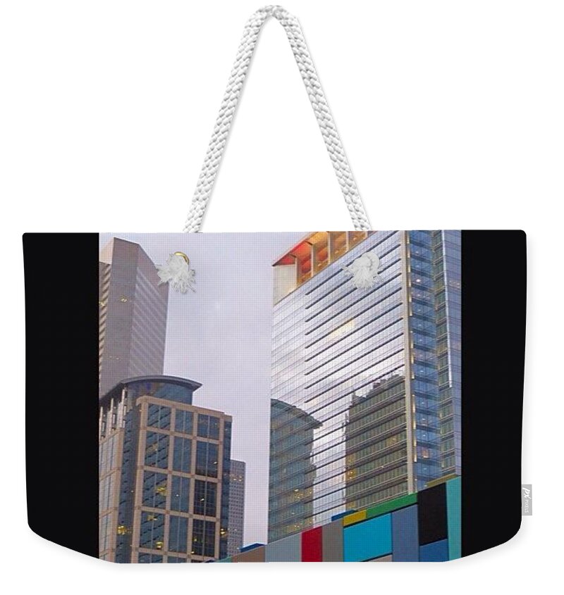 Houston Weekender Tote Bag featuring the photograph #downtown #houston From #discoverygreen #1 by Austin Tuxedo Cat