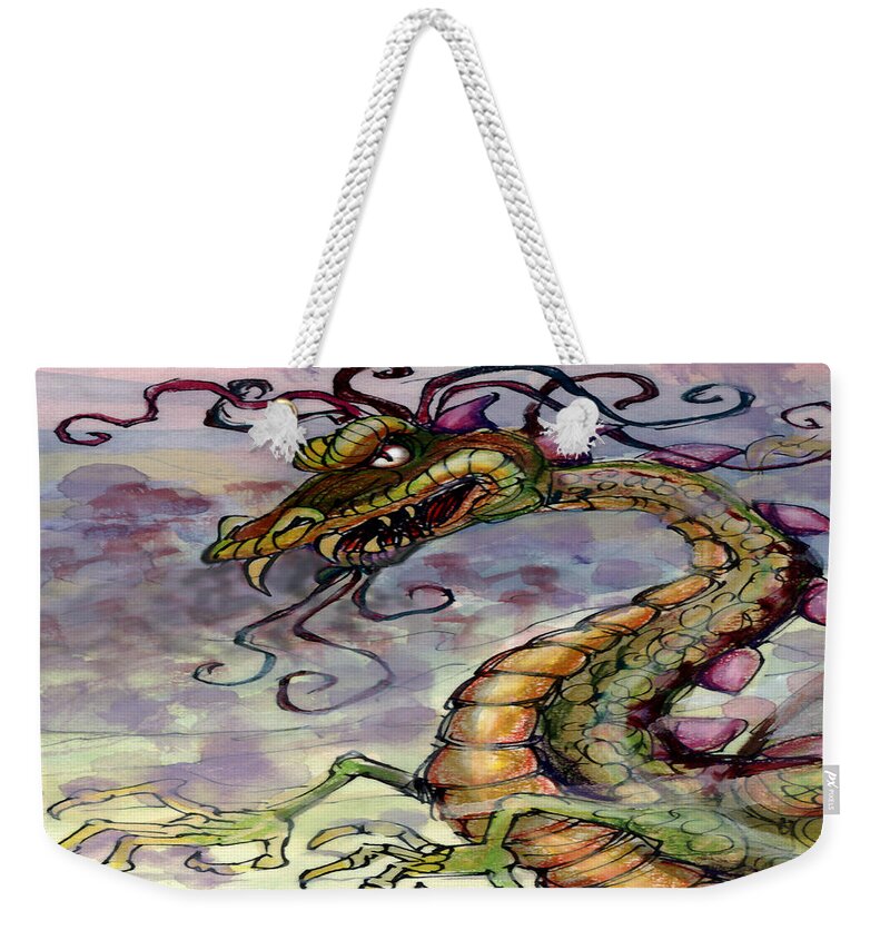 Dragon Weekender Tote Bag featuring the painting Dragon by Kevin Middleton