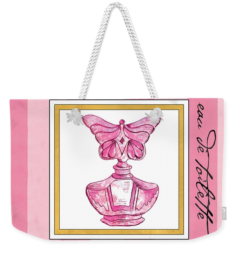 Perfume Weekender Tote Bag featuring the painting Eau de Toilette #1 by Debbie DeWitt